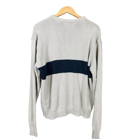 Ivy Crew Sweater Mens Size Large Cream and Navy Blue with Stripe Classic Preppy - Picture 5 of 8